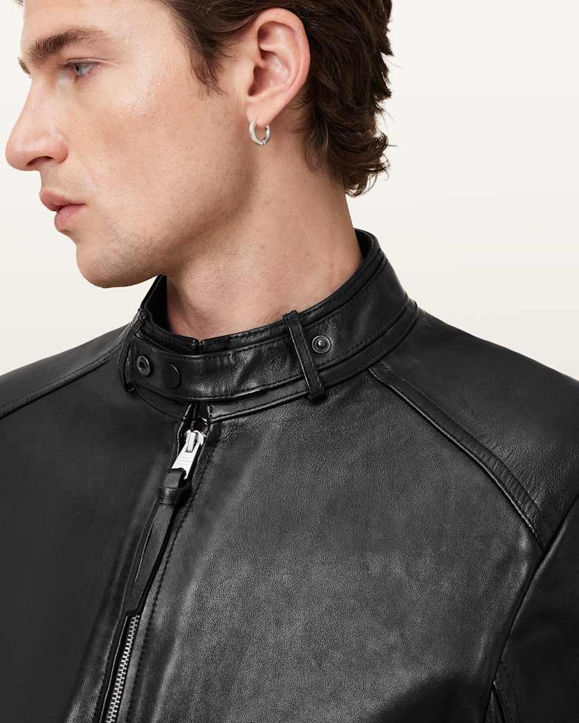 Jet Black Cora Style with Snap Collar | Original Leather Jacket �? Cowskin Jackets